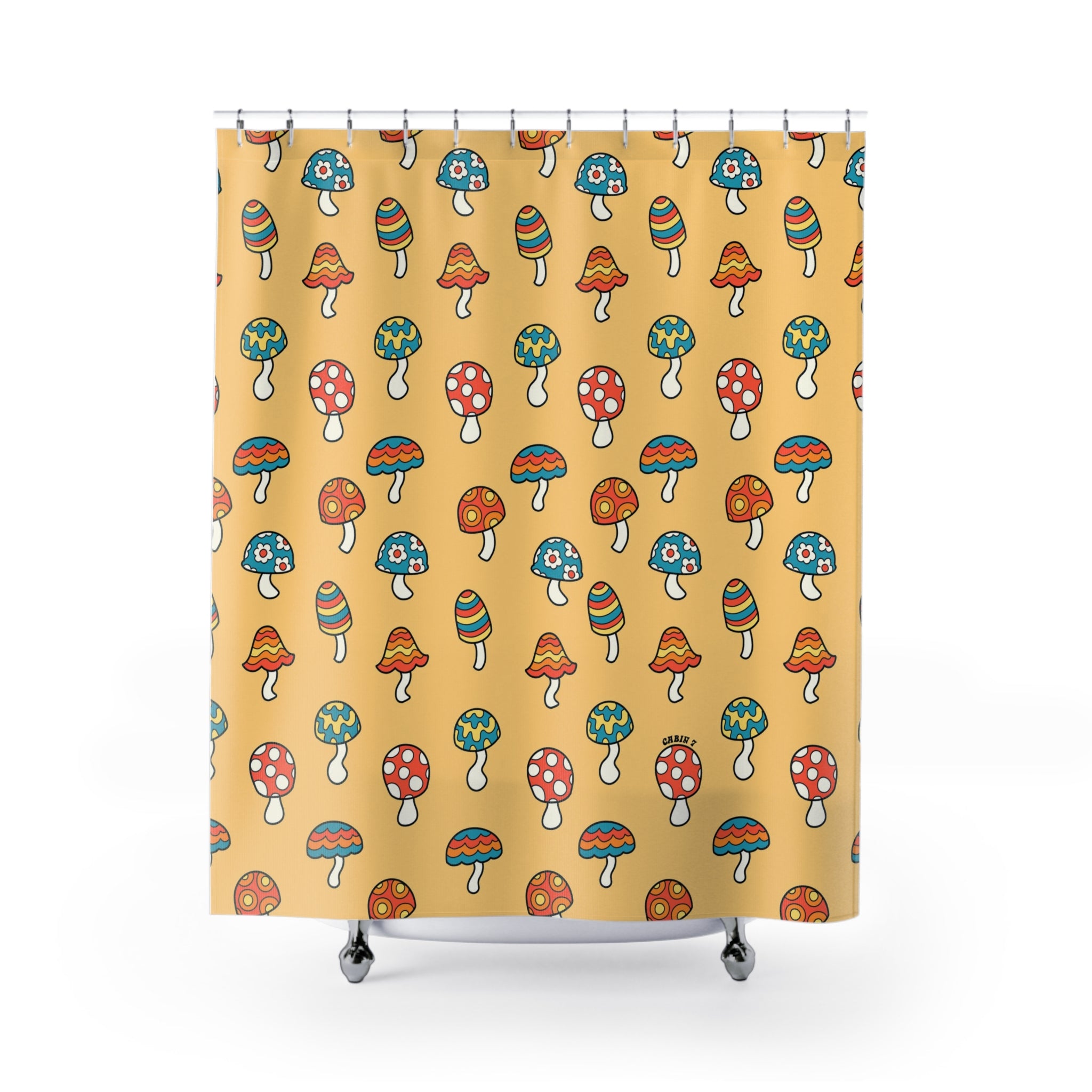 Golden Shrooms Shower Curtain