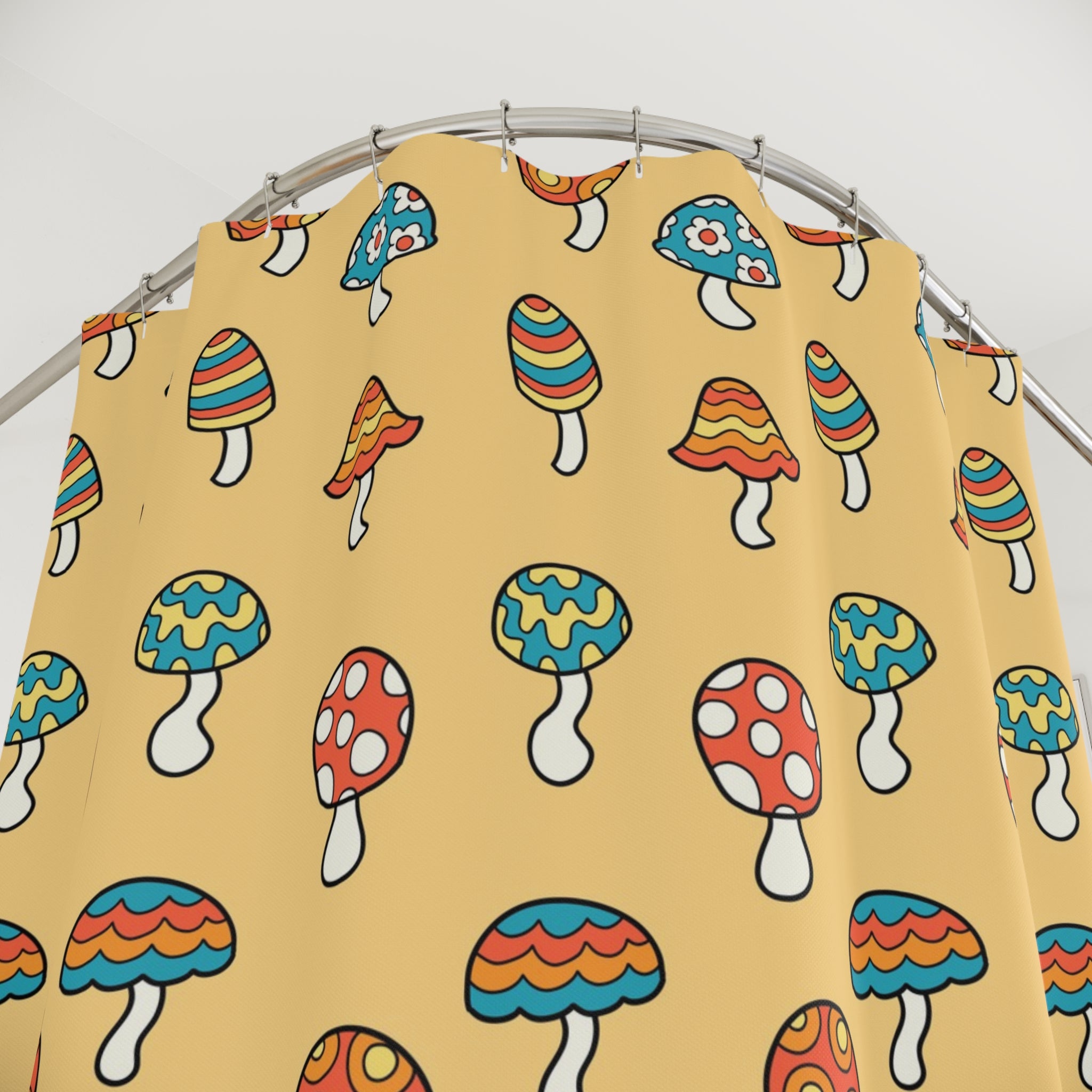 Golden Shrooms Shower Curtain