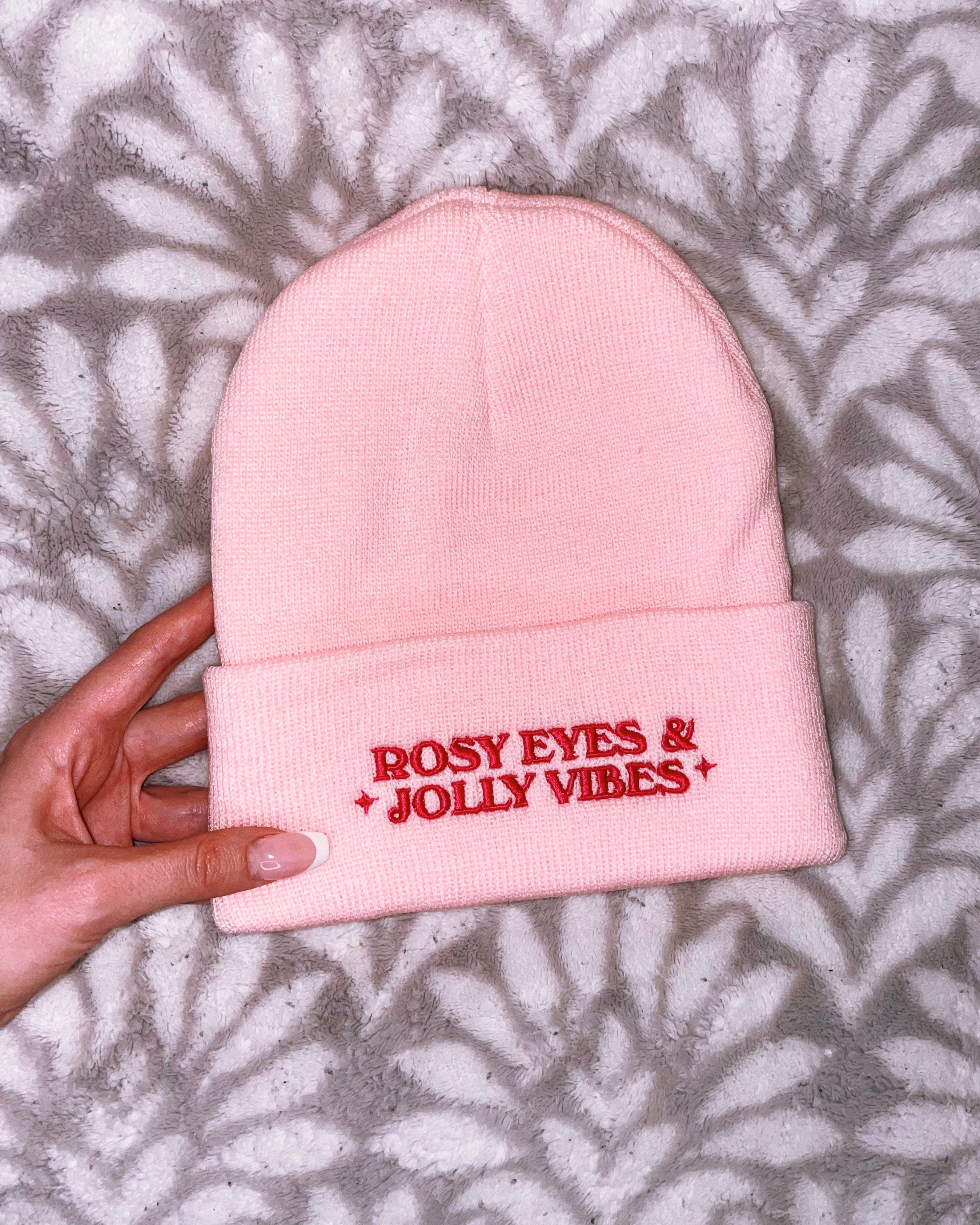 Rosy Eyes & Jolly Vibes Beanie