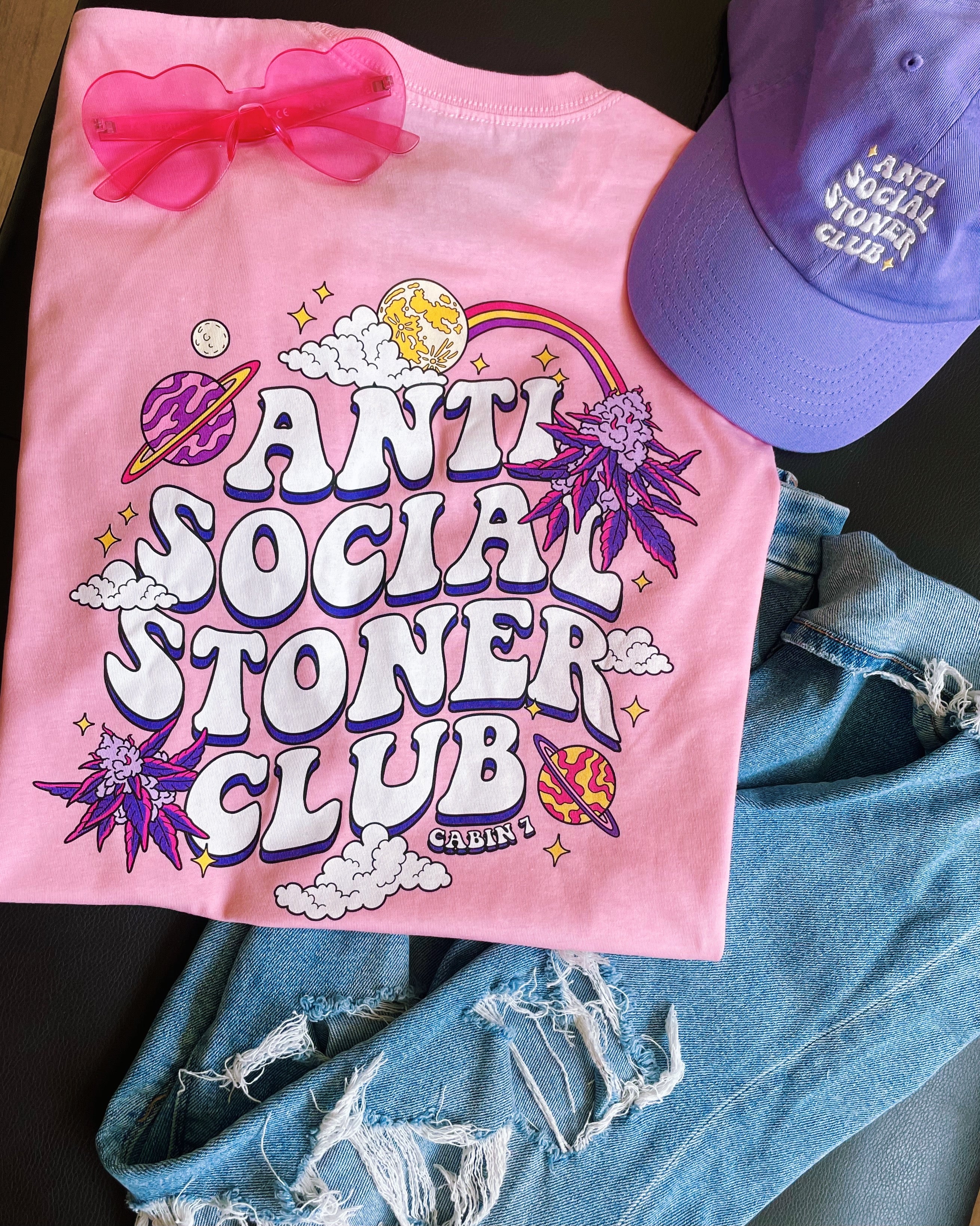 Antisocial Stoner Club T-Shirt - PINK