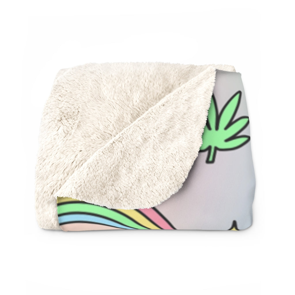 Pastel Rainbow Sherpa Fleece Blanket