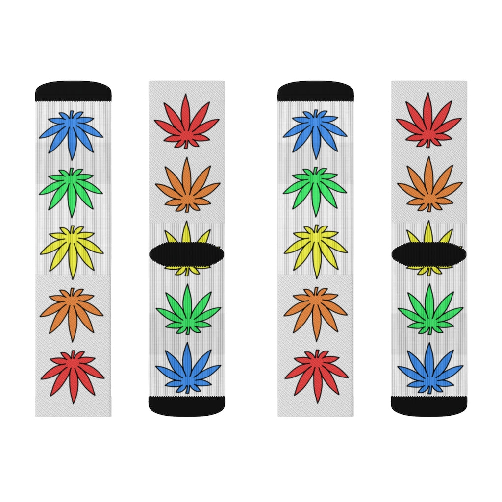 Lil' Leafy Socks - Rainbow & White
