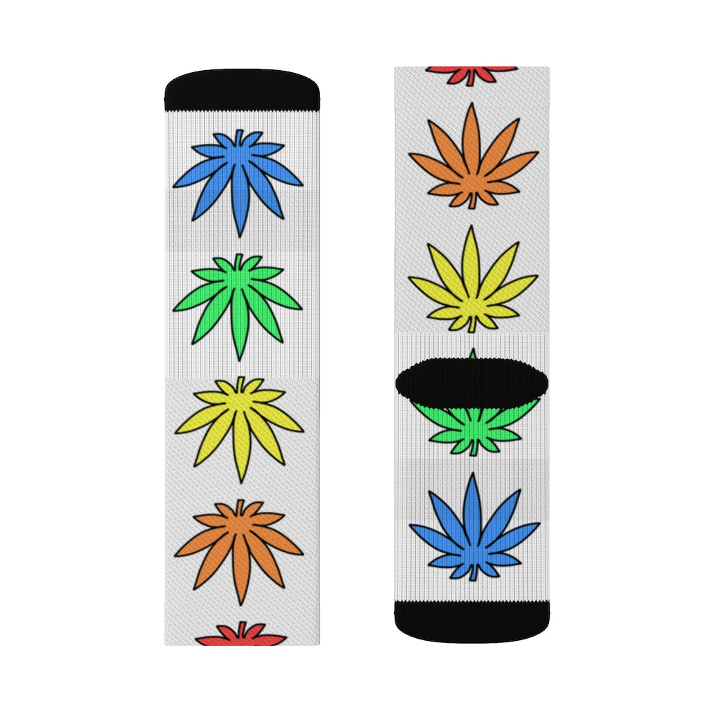 Lil' Leafy Socks - Rainbow & White