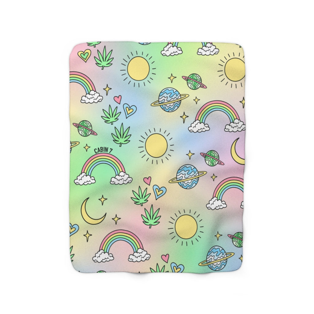 Pastel Rainbow Sherpa Fleece Blanket