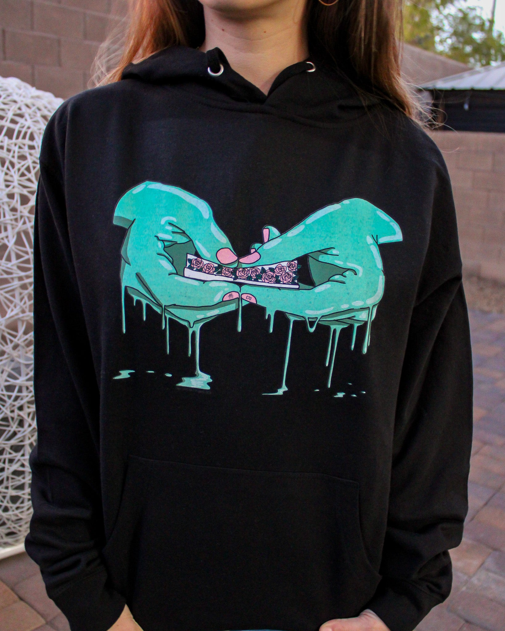 Flower Power Hoodie - BLACK