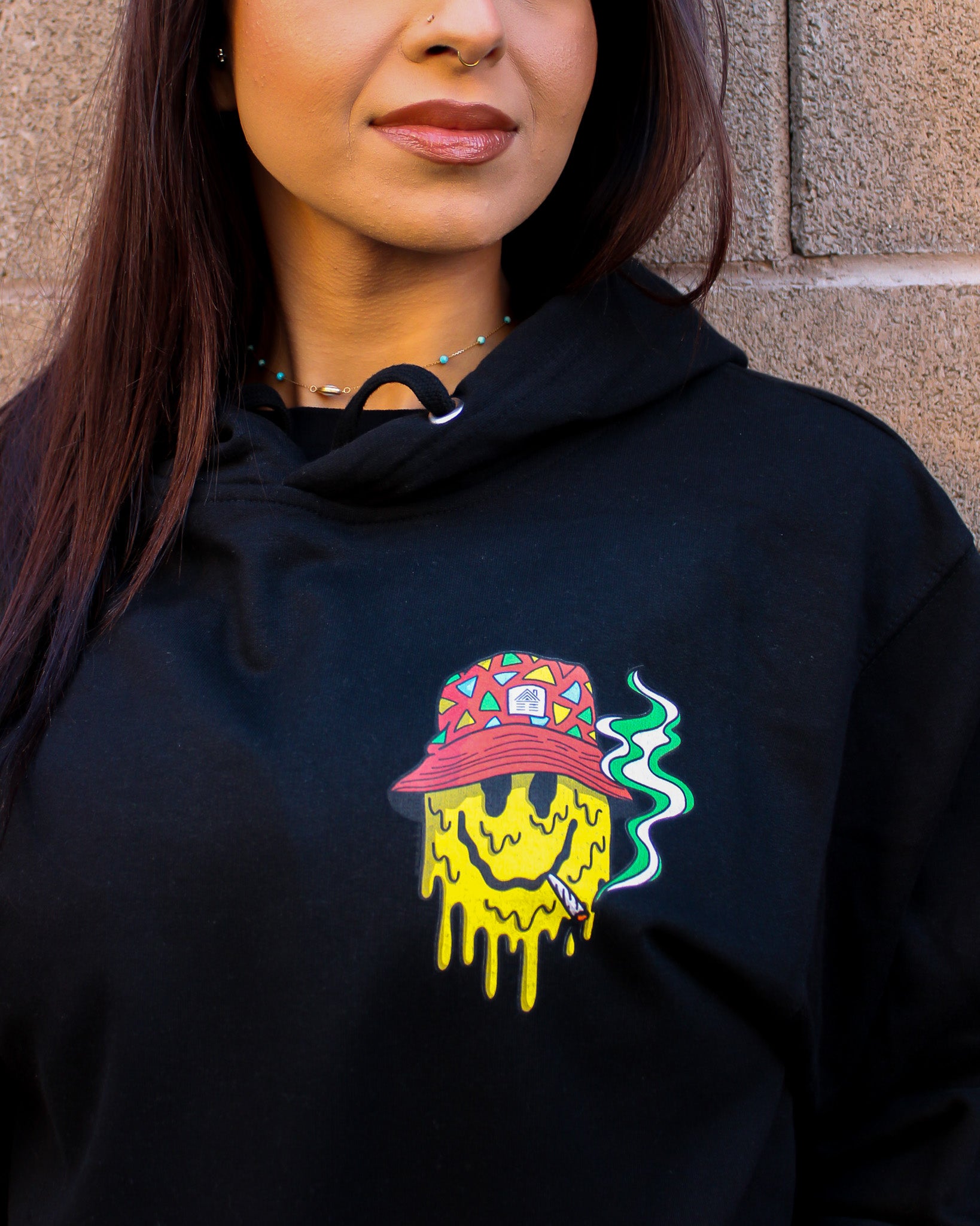 Stoney Smiley Hoodie - BLACK