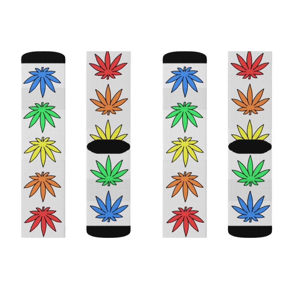 Lil' Leafy Socks - Rainbow & White