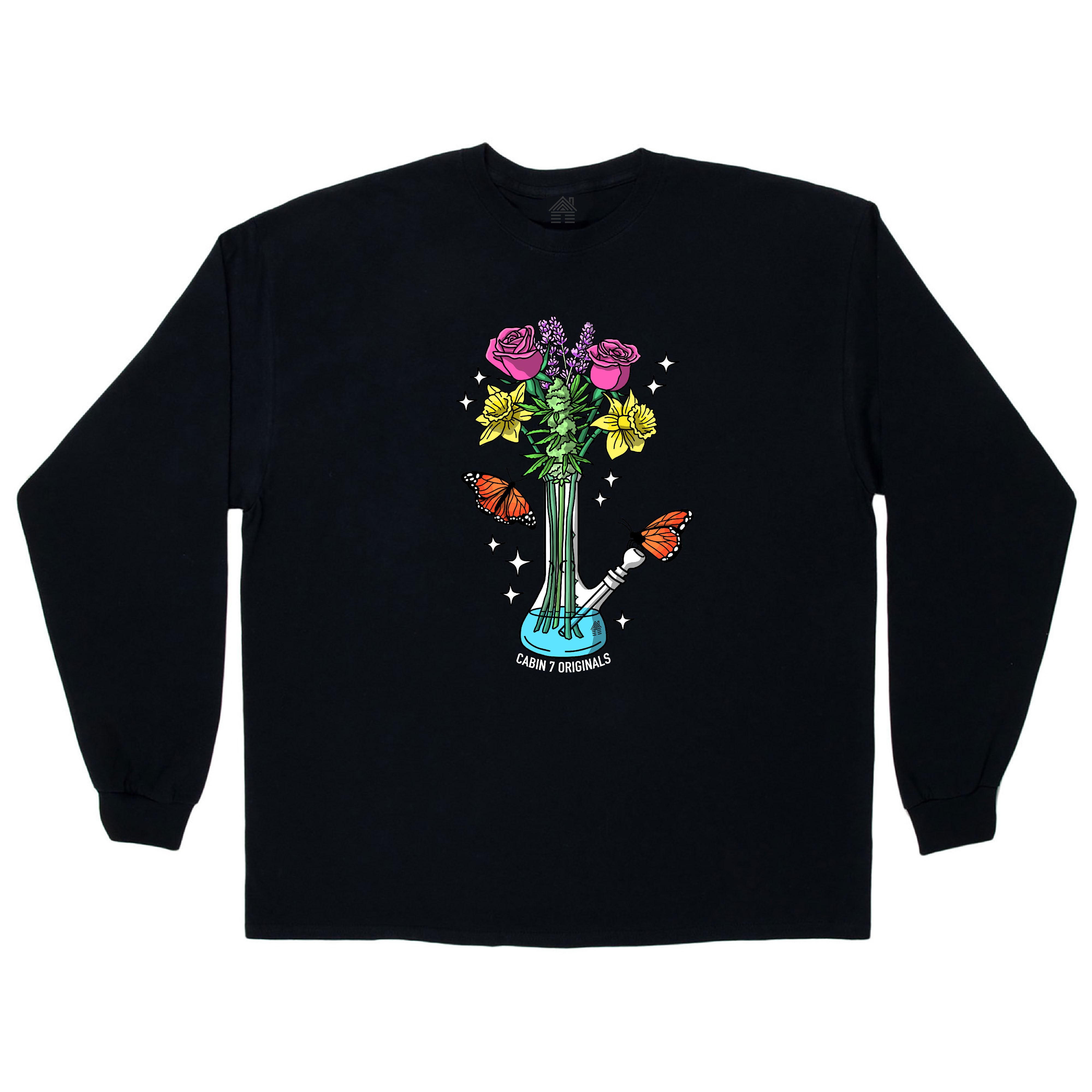 Bong Bouquet Long Sleeve T-Shirt - Black