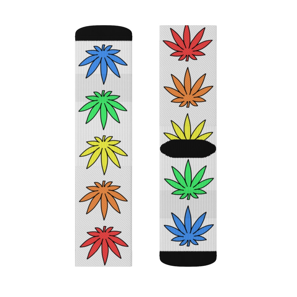 Lil' Leafy Socks - Rainbow & White