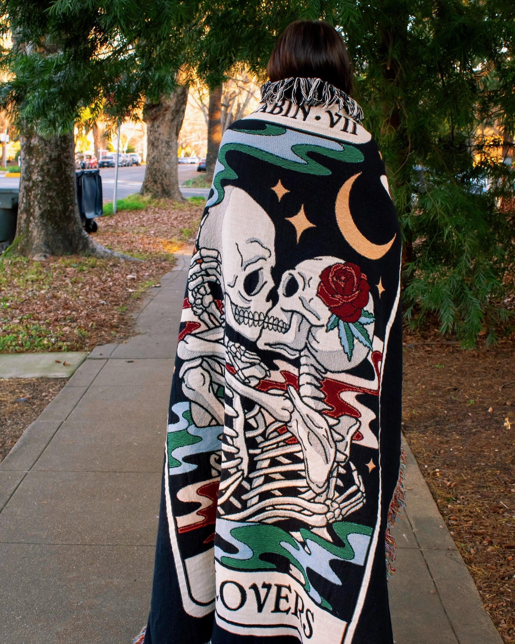 The Lovers Tarot Woven Blanket