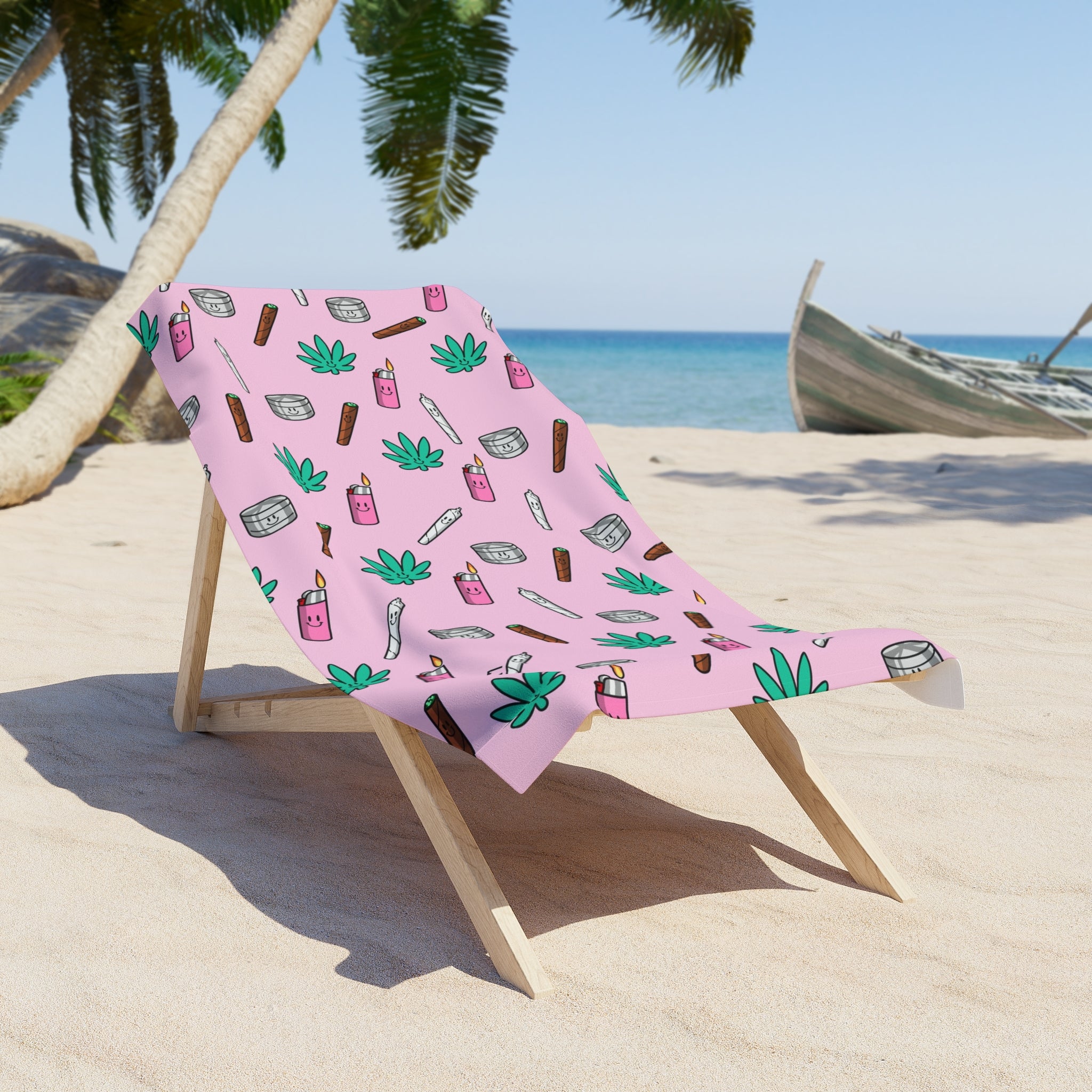 Happy Daze Beach Towel - Baby Pink