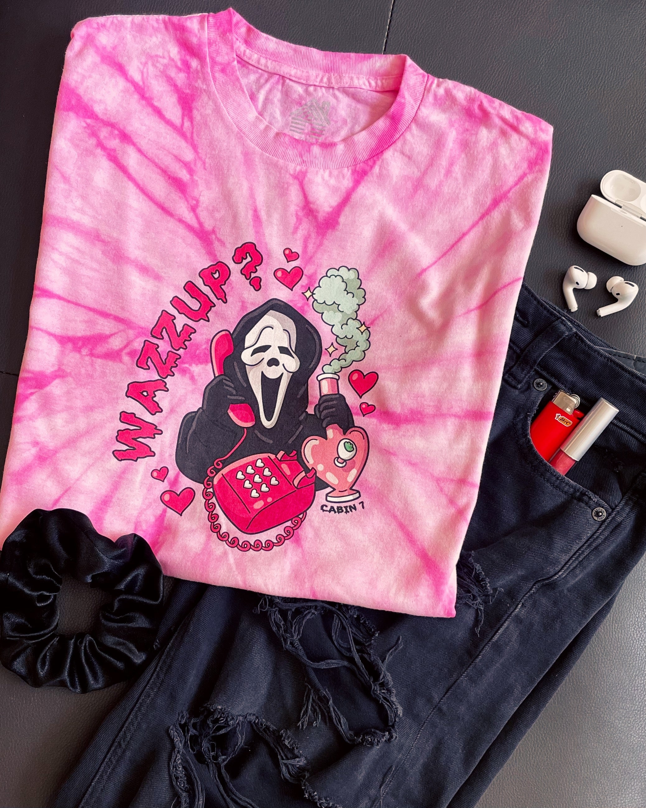 Wazzup Scream Mask Tie Dye T-Shirt