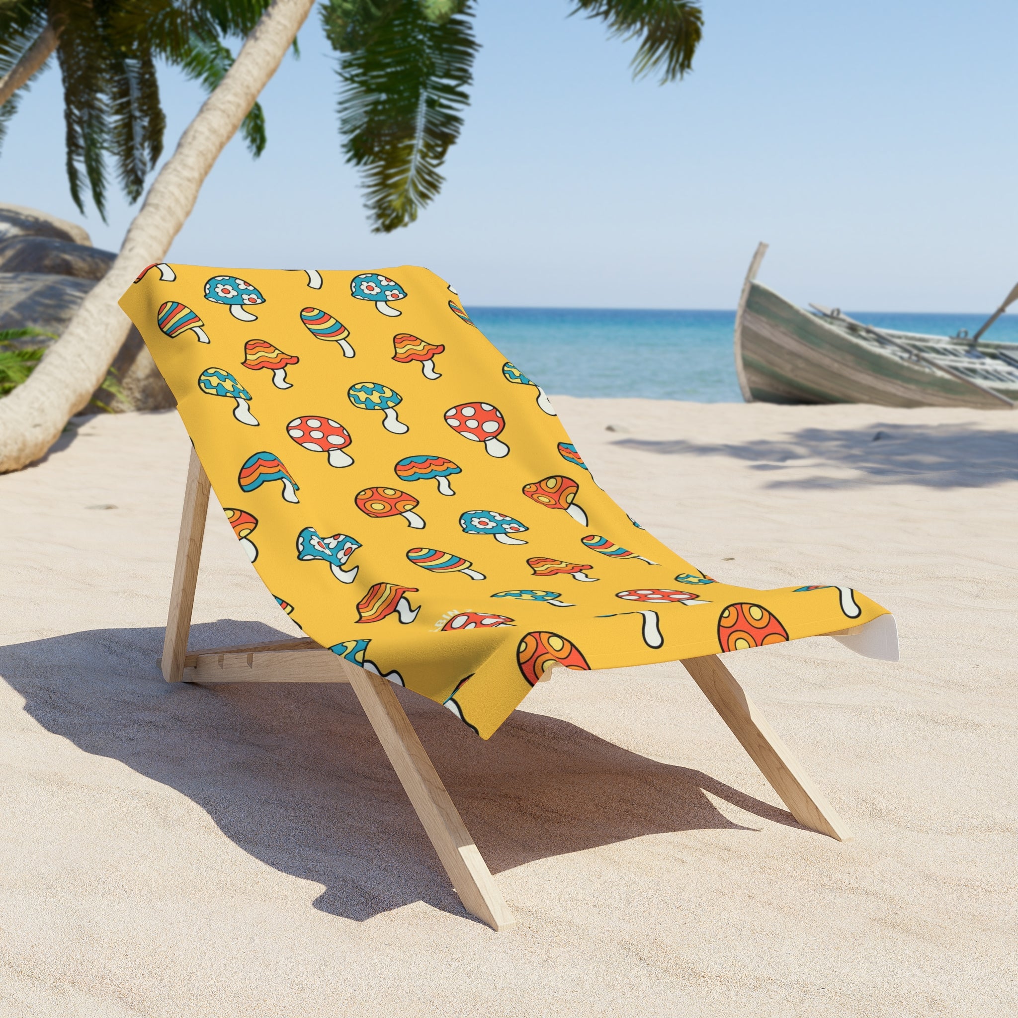 Shrooms Beach Towel - Golden