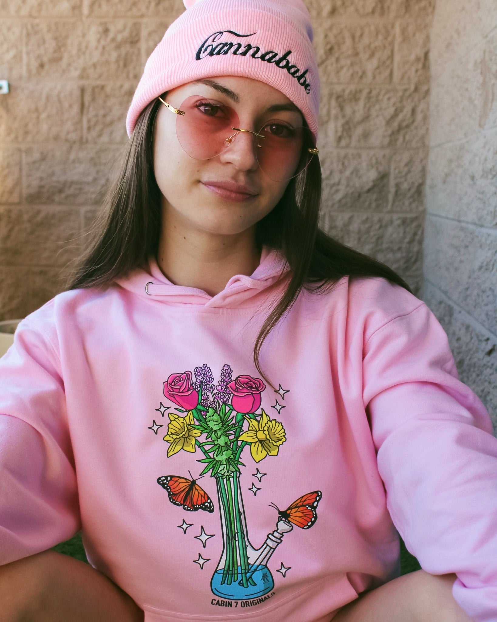 Bong Bouquet Hoodie - Baby Pink