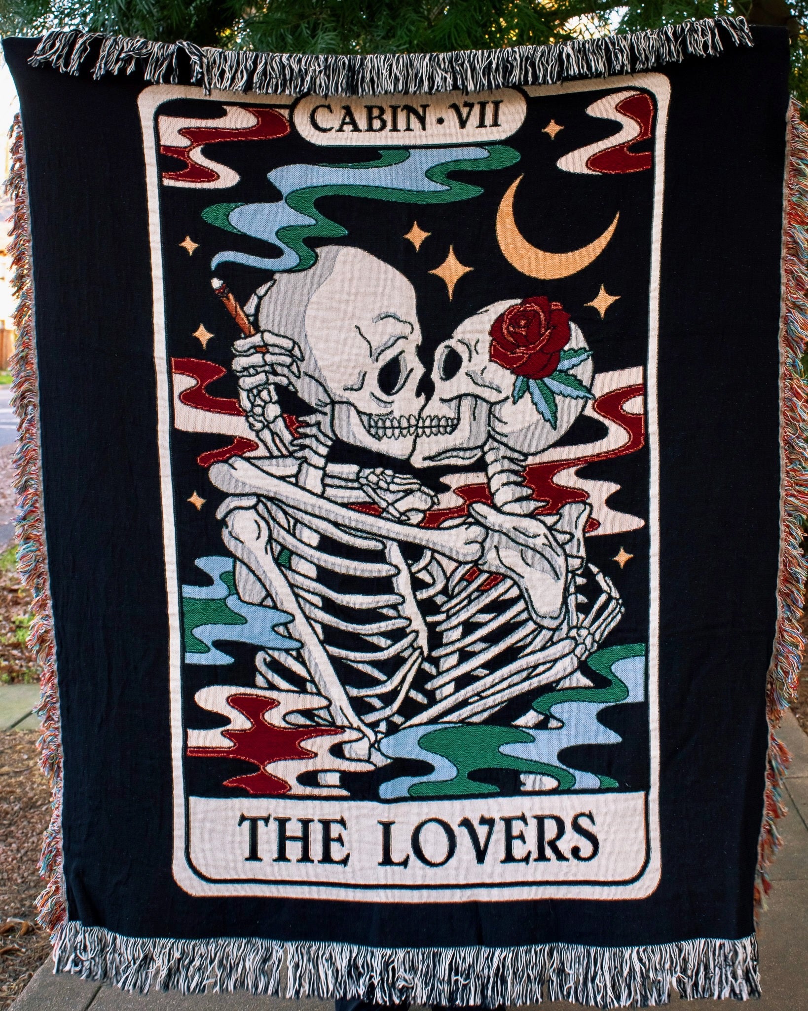 The Lovers Tarot Woven Blanket