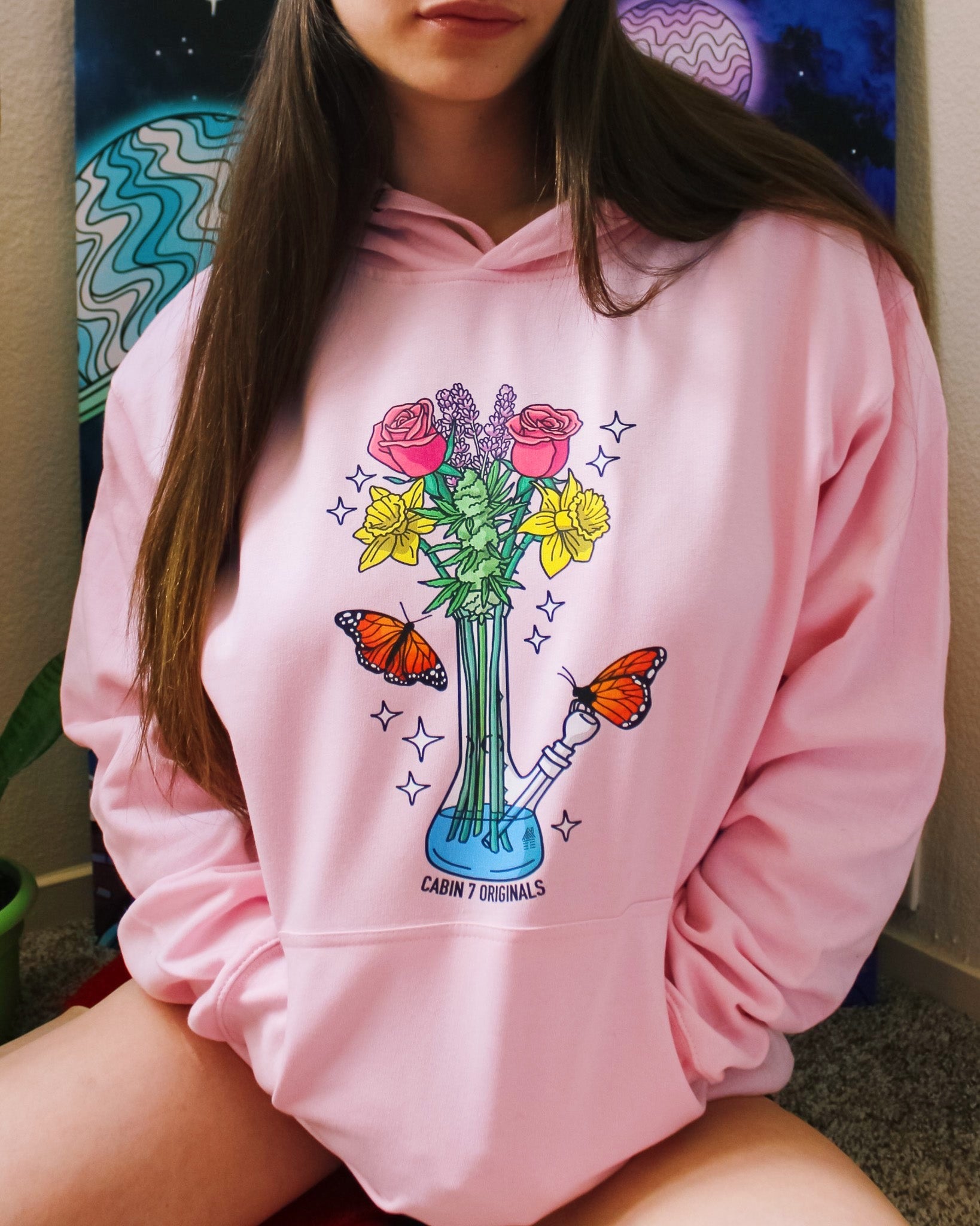 Bong Bouquet Hoodie - Baby Pink