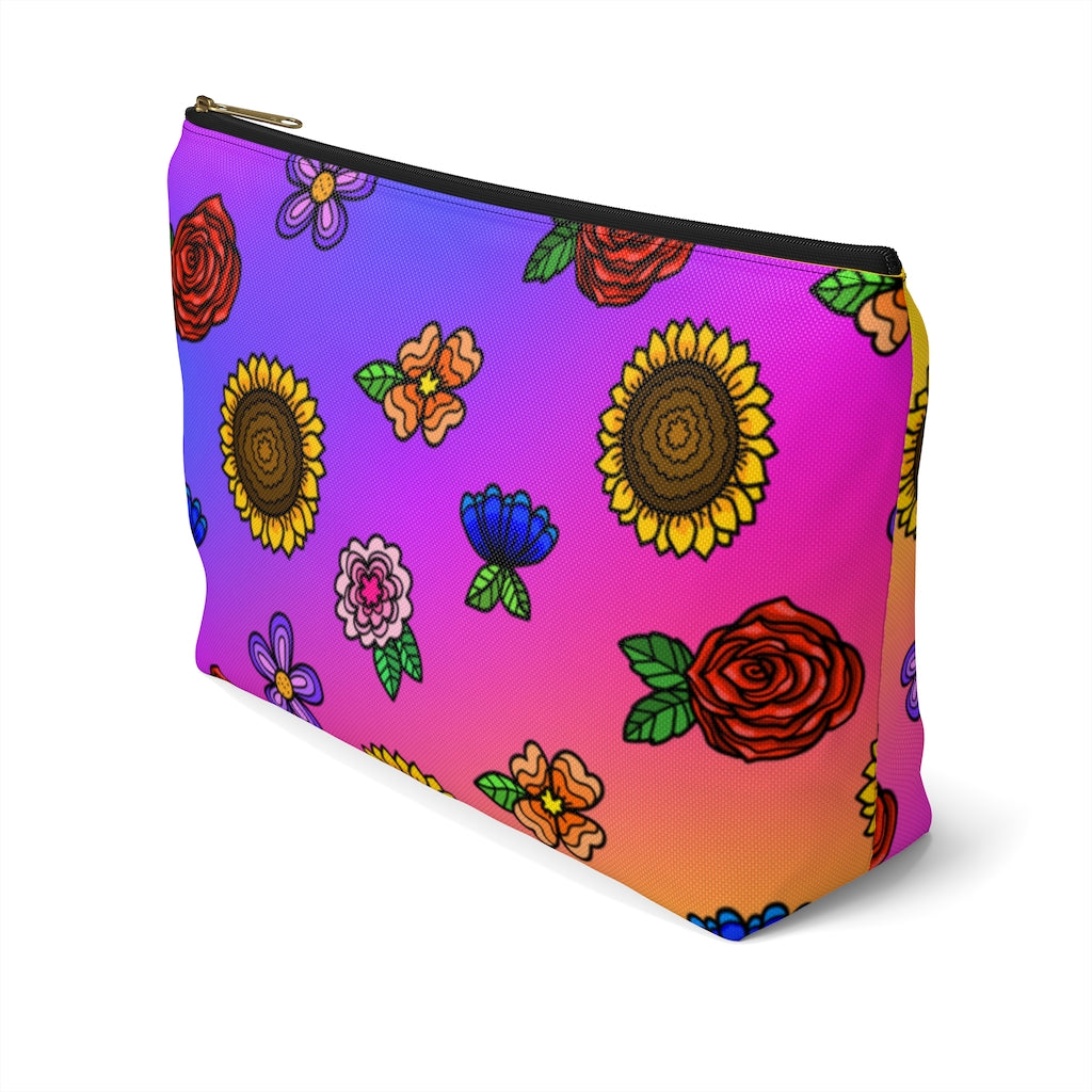Fluorescent Flowers Zipper Pouch