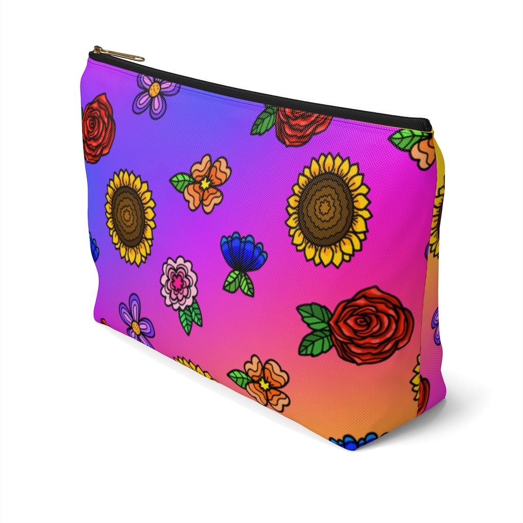 Fluorescent Flowers Zipper Pouch