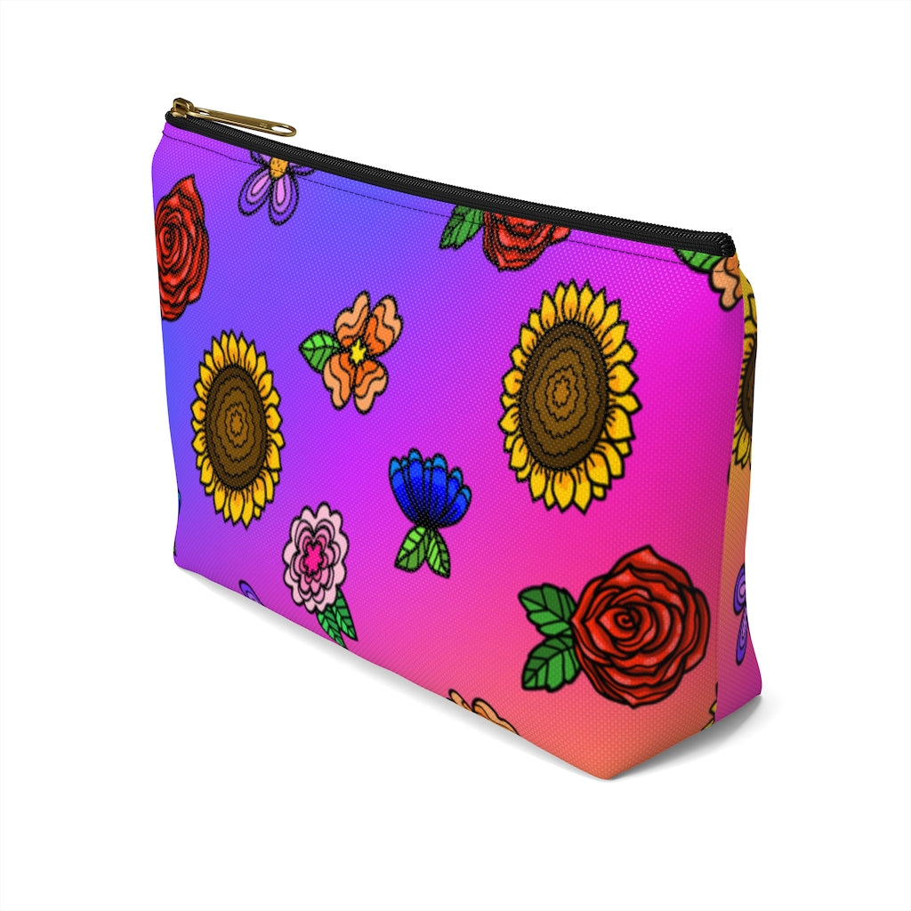 Fluorescent Flowers Zipper Pouch