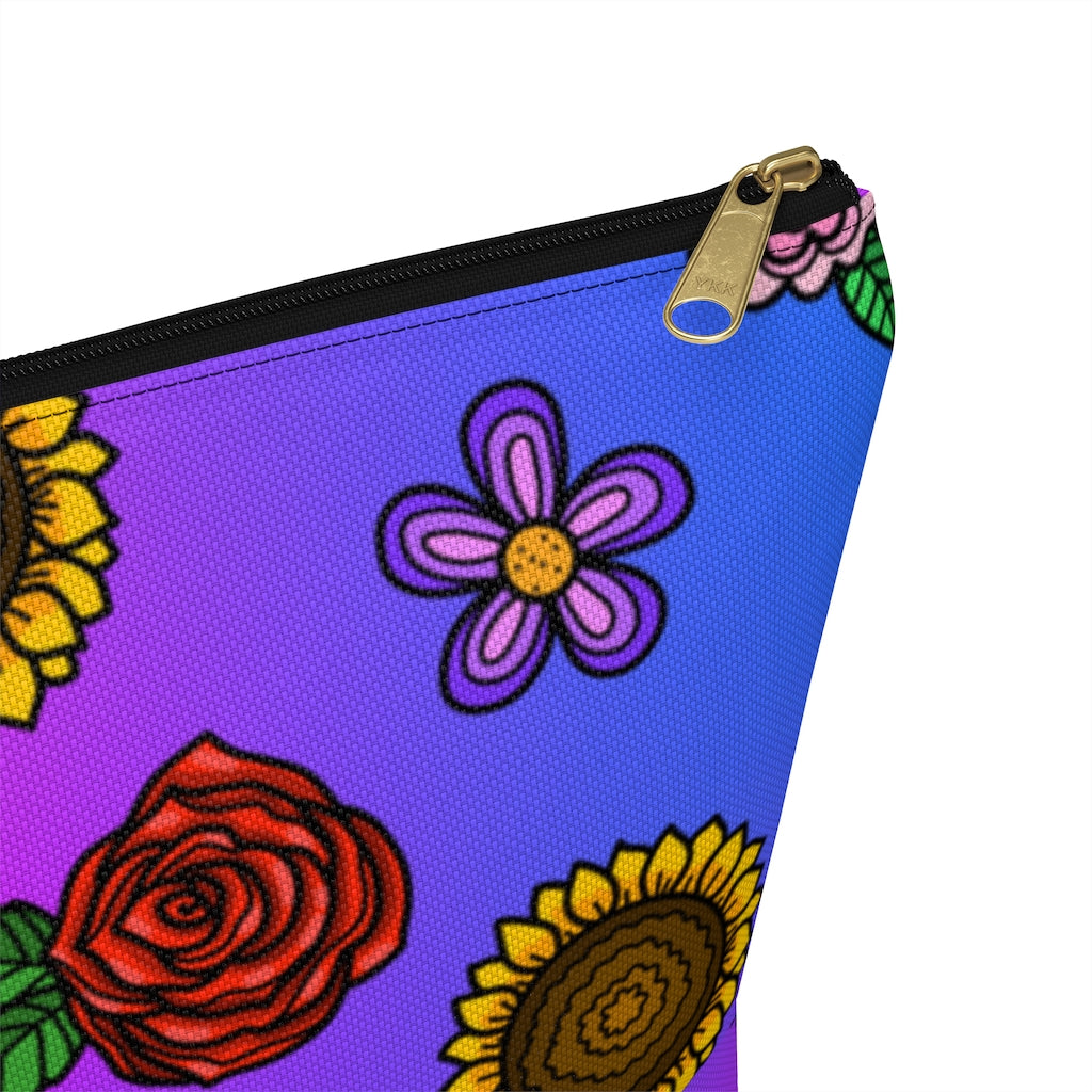 Fluorescent Flowers Zipper Pouch