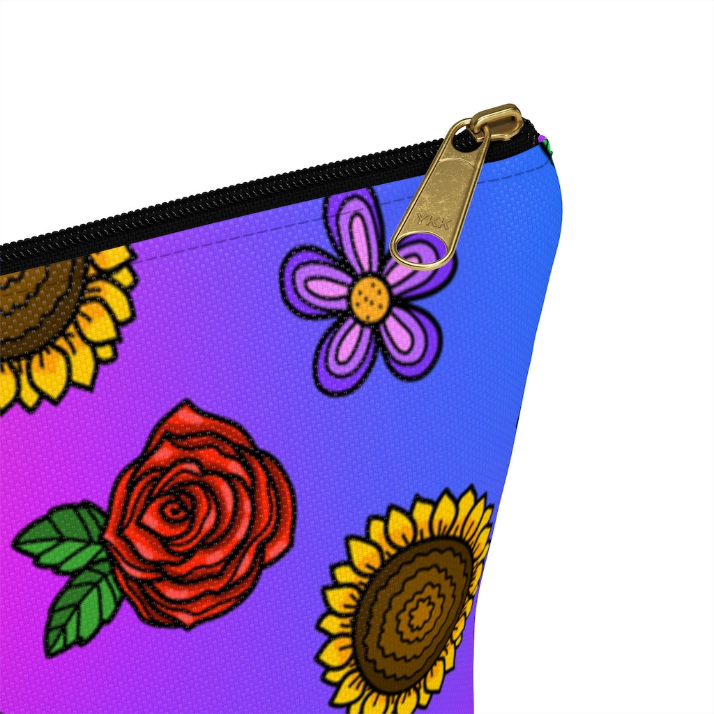 Fluorescent Flowers Zipper Pouch