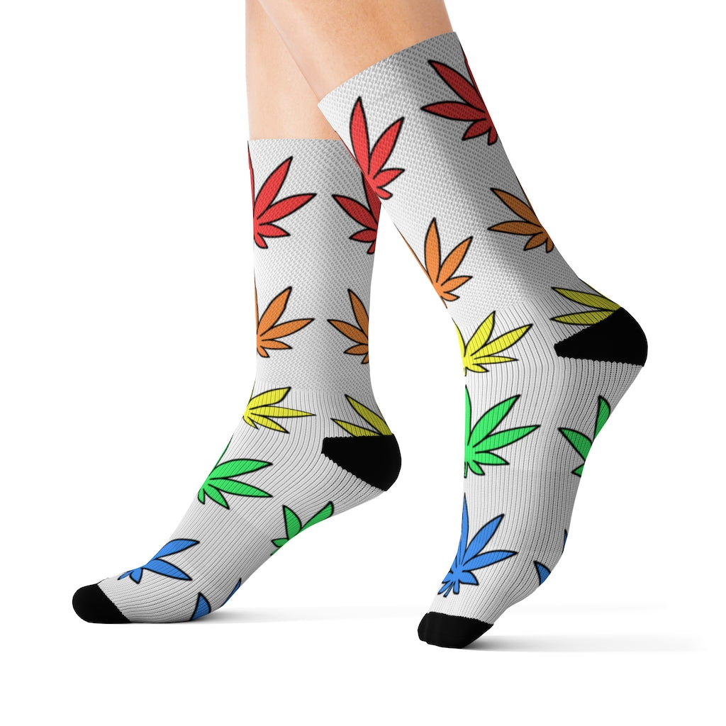 Lil' Leafy Socks - Rainbow & White