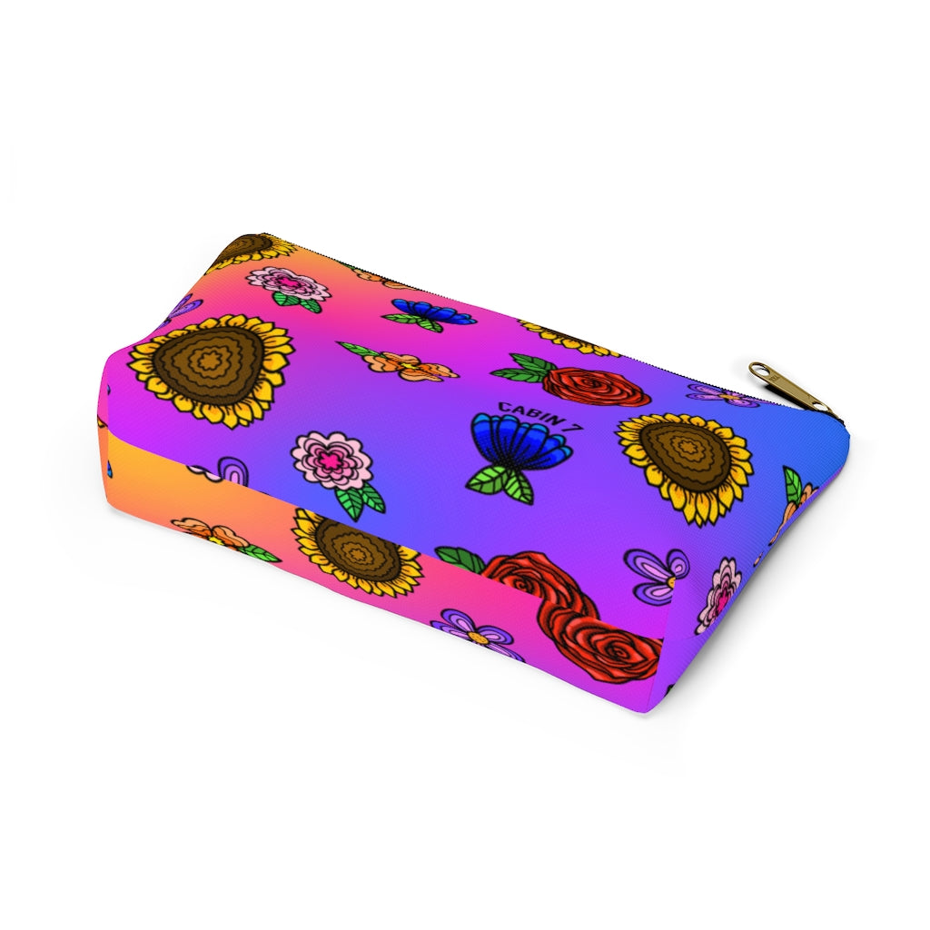 Fluorescent Flowers Zipper Pouch