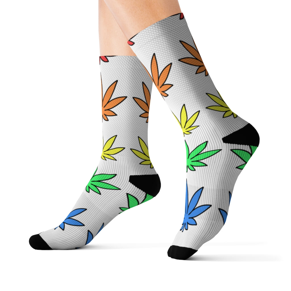 Lil' Leafy Socks - Rainbow & White