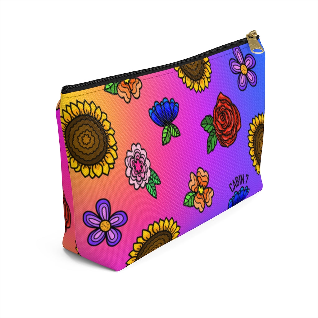 Fluorescent Flowers Zipper Pouch