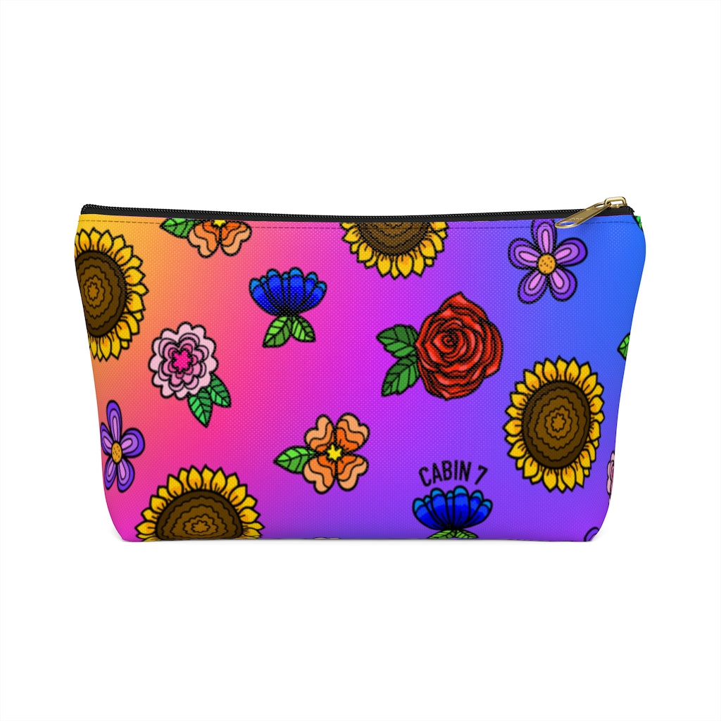 Fluorescent Flowers Zipper Pouch