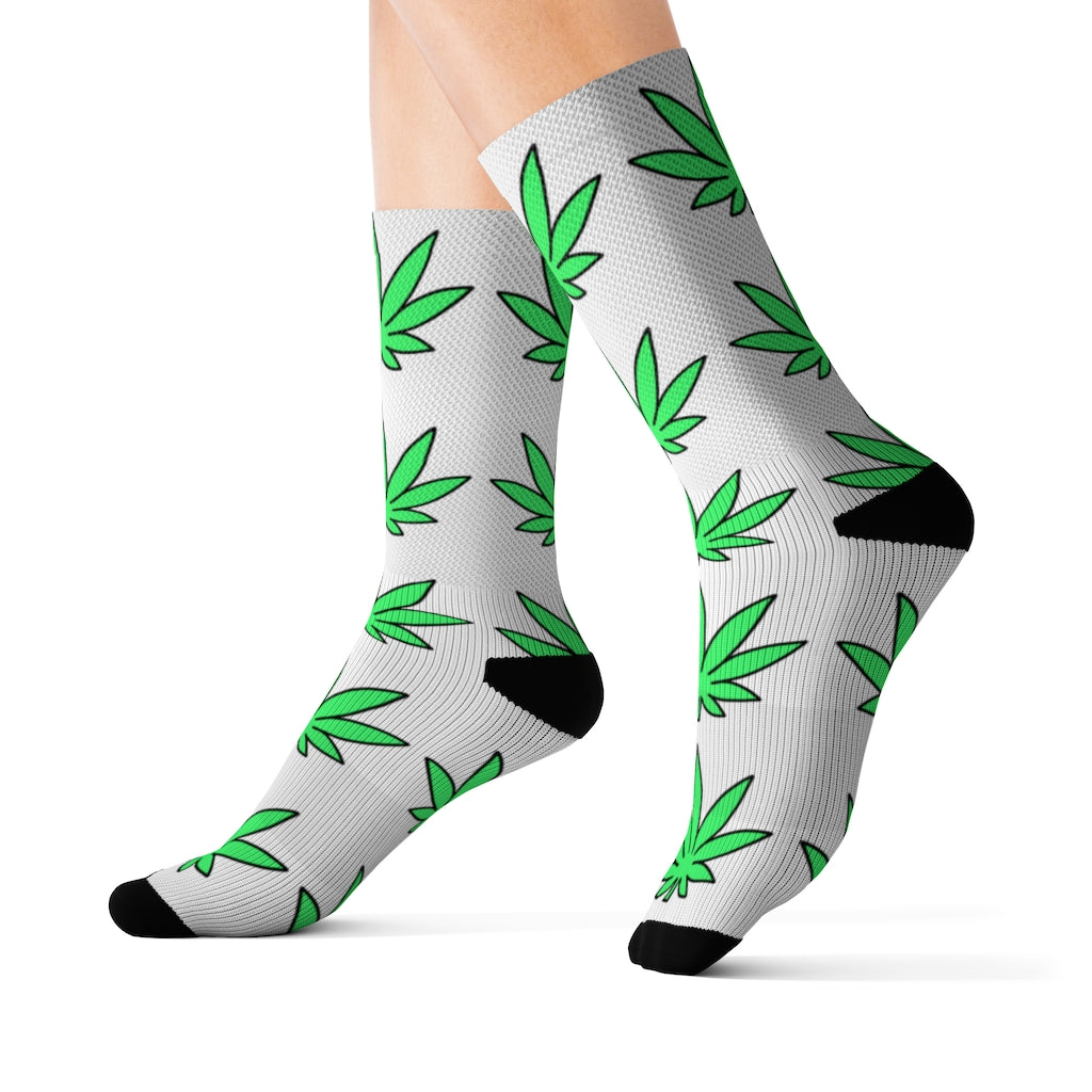 Lil' Leafy Socks - Lime & White