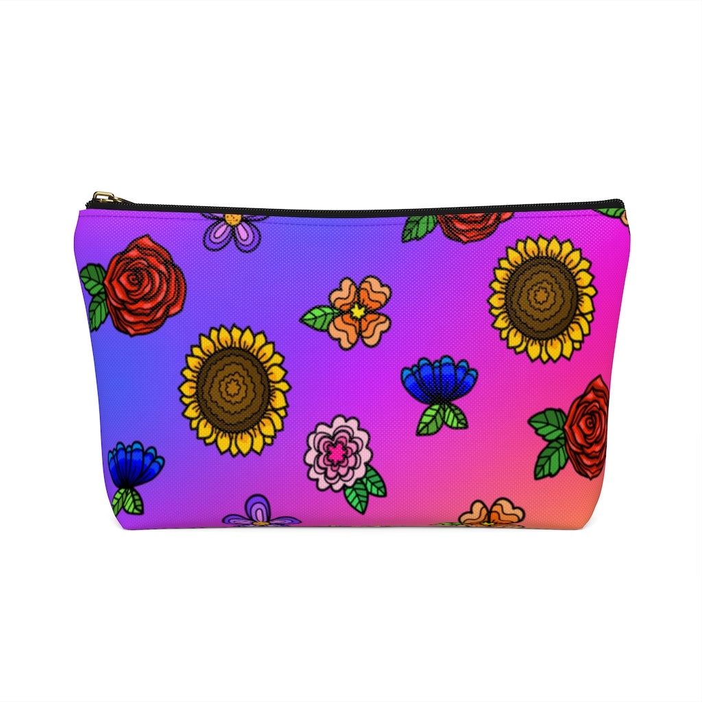 Fluorescent Flowers Zipper Pouch