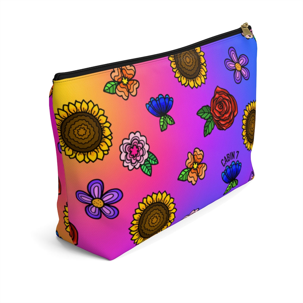 Fluorescent Flowers Zipper Pouch