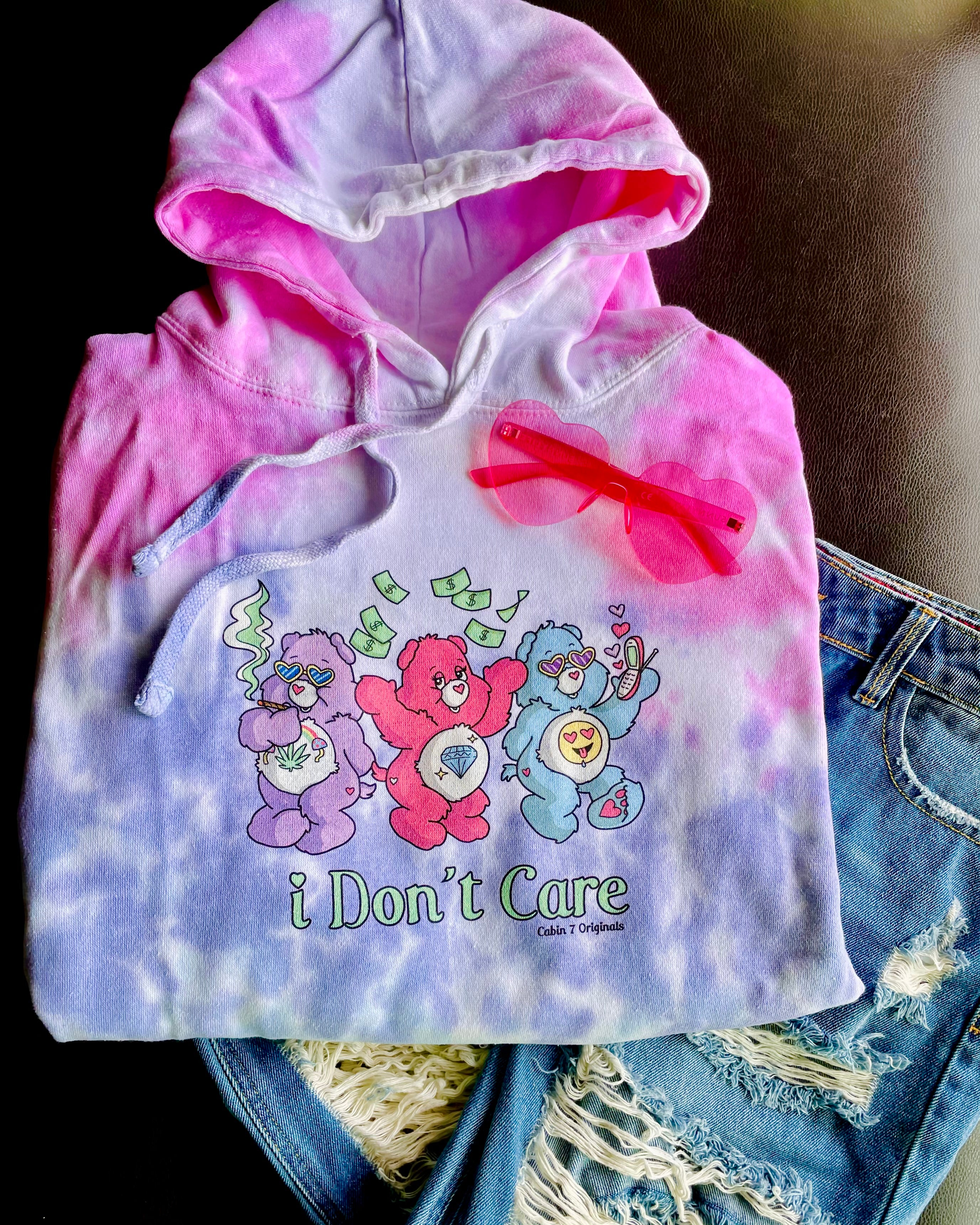 I Don't Care Tie Dye Hoodie